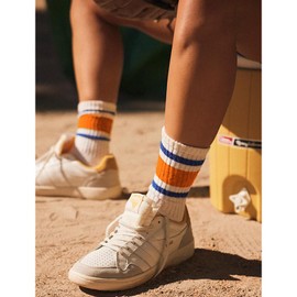 Fszsaa Fun Novelty Striped Retro Crew Socks For Women Sporty Calf Casual Cotton Socks Women