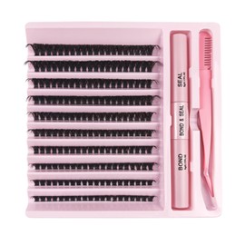 Reusable Lash Clusters: Premium Eyelash Extensions 200 Individual Lashes 8-16mm - D Curl Natural Black Cluster Lashes for Stunning Eyes (60P (glue&tweezers kit))