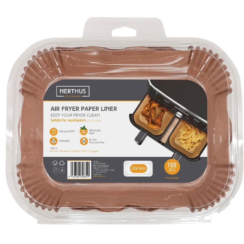 Nerthus FIH 1445 Air Fryer Paper Mould Rectangular 22 x