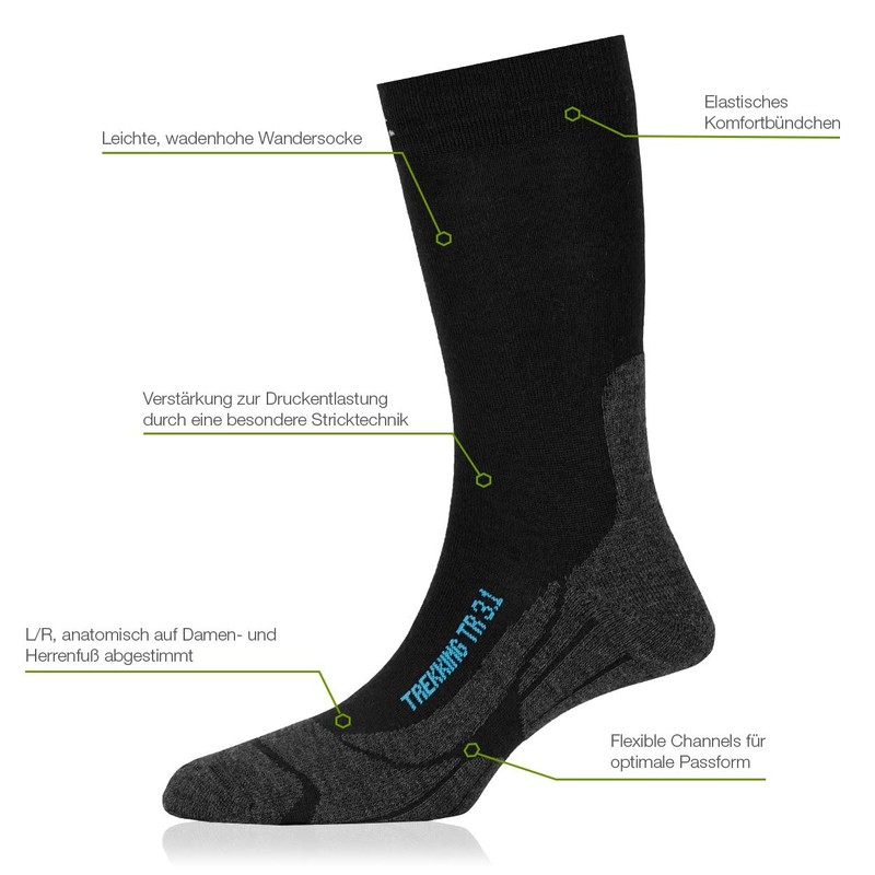 Pac Trekking Light Men's Socks - 44-47 Black
