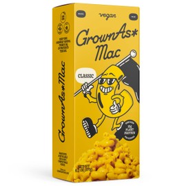 GrownAs Vegan Mac & Cheese, 25g of Protein per Pack - Dairy-Free, High Protein Snack, Easy to Prepare, Made with Coconut & Wheat, Suitable for Vegans, Non-GMO, Delicious Meal or Snack