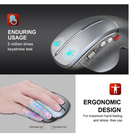 KeautFair Vertical Ergonomic Wireless 2.4G Mouse 3200DPI Adjustable Side Metal Roller 6 Buttons Cordless Portable Mice Storable USB Receiver Travel Business Trips Windows/iOS/Android PC/Laptop(Black)