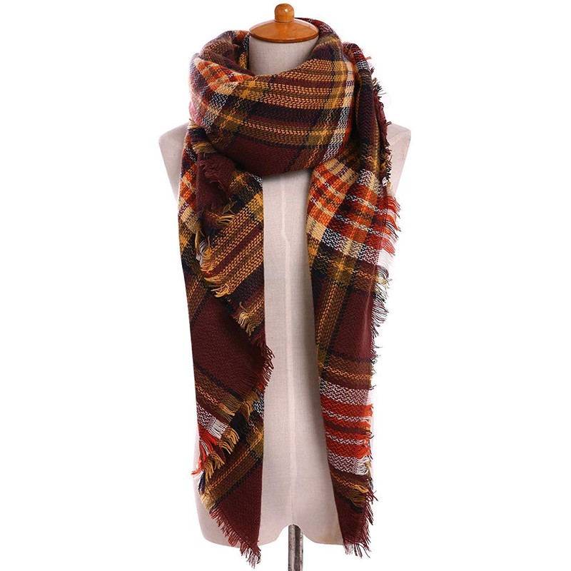 Boolavard Plaid Cashmere Feel Classic Soft Luxurious Winter Scarf For