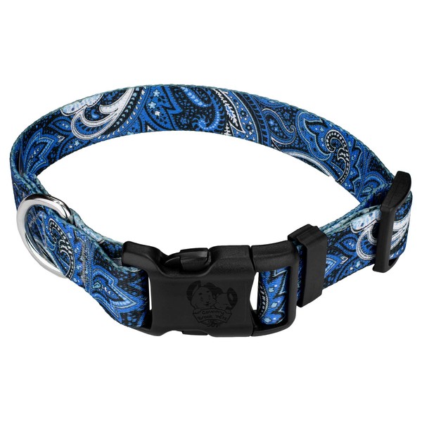 Country Brook Petz - Deluxe Blue Paisley Dog Collar -