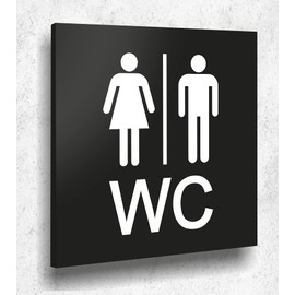 Door Sign Toilet Sign Black Matt UV Print 12 x 12 cm - 3 mm Aluminium Composite - Made in Germany Item No. A 2000