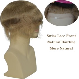 Voloria Swiss Full Lace Men’s Toupee European Real Human Hair Replacement for Men Hairpiece #18 Ash Blonde Brown Color