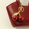 HOLINSE Cherry Bag Charm, Cherry Keychain,Initial Square Charm, 18K Gold