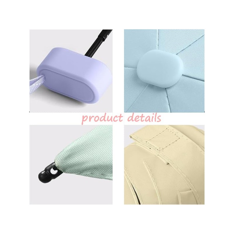 WULUN Mini Travel Parasol Folding Compact Portable Umbrella with Storage