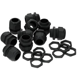 Kalitec M16 Cable Gland Plastic 2.5-8 mm Clamping Range I M16 Locknut Plastic Black I Waterproof Cable Grommet Pack of 10