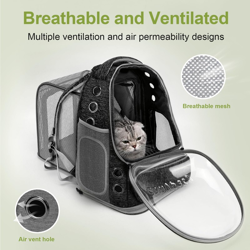 Cawypety Expandable Cat Backpack,Cat Bubble Backpack Carrier for Carrying Cats,