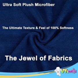 Cleaning Washcloth Towels - Large 27" x 16" Microfiber Rags - Highly Absorbent, Lint Free Streak Free for House, Kitchen, Car, Window Detailing Reusable Shop Towels (6-Pack, Navy Blue)