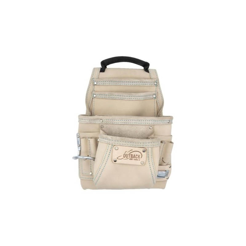 OX Tools 10 Pocket White Leather Tool Pouch - Leather