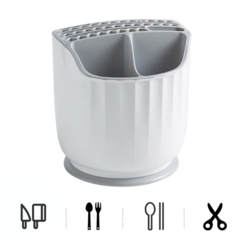 Rotating Utensil Holder Multiple Compartments Plastic Kitchen Counter Knife Chopstick