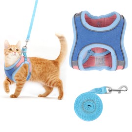 Kcysta Cat Harness and Lead Set Escape Proof, Cat Vest Harness and Leash Set, Adjustable Cat Harness Escape Proof with Reflective Strip for Outdoor Walking, Training (Pink, S）
