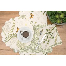 C&F Home Althea Cotton Quilted Reversible Table Runner 1451 Table Runner Green