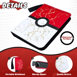 Jzzuau 4 Pocket Top Loader Binders with 55 Removable Sleeves, 3-Ring Zipper Trading Card Book Fits 440 Cards Collection Albums, Waterproof Trading Binders for Standard Size Cards