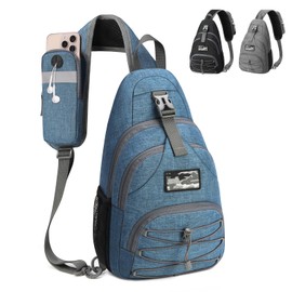 Sling Bag for Men Women,Crossbody Bag Hiking Daypack,Oxford Waterproof Chest Bag for Outdoor Hiking Cycling,Blue
