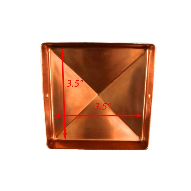 3.5" x 3.5" Solid Copper Pyramid Post Cap for True/Actual