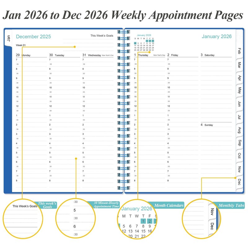 2026 Appointment Book & Planner - A5 Daily Hourly Planner