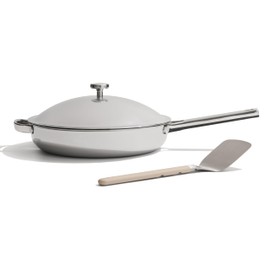 Our Place Titanium Always Pan Pro - 10.6” (2.8 Qt) No-Coating Nonstick Skillet | Tri-Ply Titanium & Stainless Steel | Safe for Oven, Induction & All Cooktops up to 1000°F | Includes Spatula | Chrome