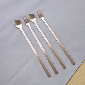 대구백화점 수타미유기방짜유기 놋봄 롱 티스푼 티포크 2인 Daegu Department Store Handmade Brass Long Teaspoon Tea Fork Set for 2