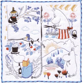 Marushin 1405008200 Mini Towel, Moomin, Approx. 9.8 x 9.8 inches (25 x 25 cm), Favorite Places