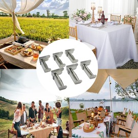 RGUHUA Stainless Steel Tablecloth Clips - Set of 8 Adjustable Table Cloth Clips with Spring Table Cloth Holders for Outdoor & Indoor, up to 6 cm Thickness, Silver