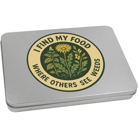 220mm 'I Find My Food Where Others See Weeds' Metal Hinged Tin/Storage Box (TT00280848)
