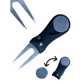 Golf Pitchmark Repairer Black Divot Tool Repair Magnetic Ball Marker Flip Pocket Golf Accessories Pitch Mark