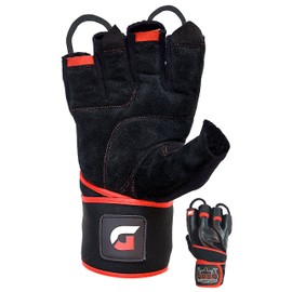 Gym Gloves- Ranger with Built in 2" Wide Wrist Wraps Power Lifting Bodybuilding & Strength Training Workout Exercises (Red 2XL-Large 9 5/8" - 10 1/2")