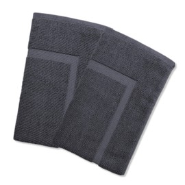 A & B TRADERS Bath Mat 100% Cotton Terry Towelling Banded Picture Frame Bath Mat Soft Shower Floor Mat (Grey, 2)