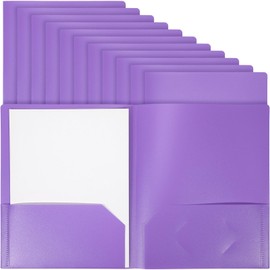 wlilupah - 12 carpetas de plástico de alta resistencia, color morado y 2 bolsillos para archivos de tamaño carta para el hogar, oficina, escuela, comunicación, presentación de informes, protectores de