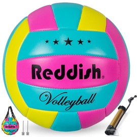 JIUS@FF Voleibol tamaño 5, Voleibol Suave Interior y Exterior para niños/Adultos Gimnasio Juegos de Playa (Rosa Amarillo Azul)