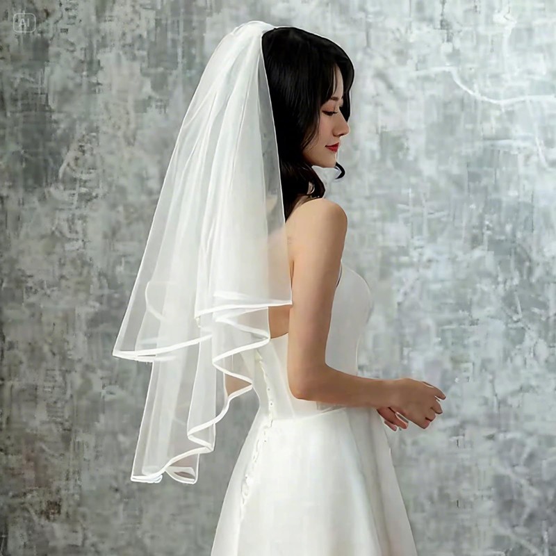 DEEDOCHY Wedding Veil,Bridal Veil,Veils for Women Wedding,2 Tiers White Bridal