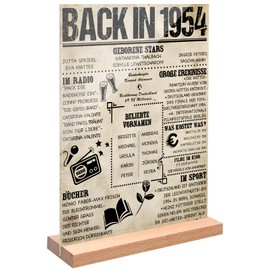 Geschenk zum 70 Geburtstag Mann und Frau, Zurück im Jahr 1954 Geburtstag Acryl Poster mit Ständer,Geburtstagsgeschenk für Männer, Geschenk für 70-jährige Frauen oder Mann, Vintage Party Dekorationen