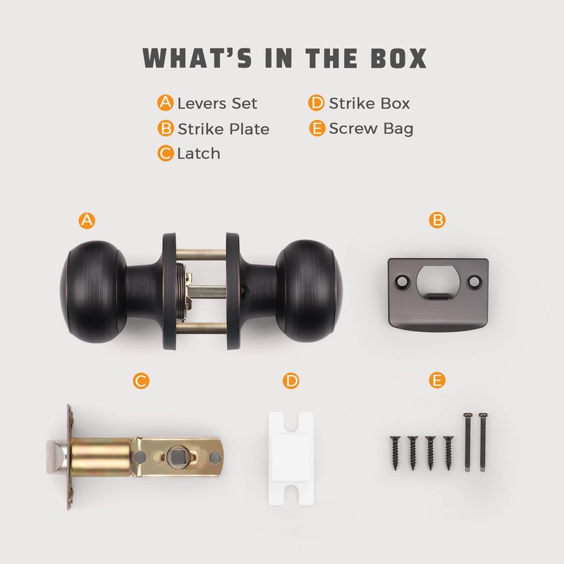 KNOBWELL 4 Pack Oil Rubbed Bronze Interior Door Knobs for