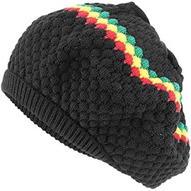CRAZY LIZARD Reggae Rasta Hat for Short Dreadlocks With Vibrant Colors on The Beanie - for The Rasta Culture