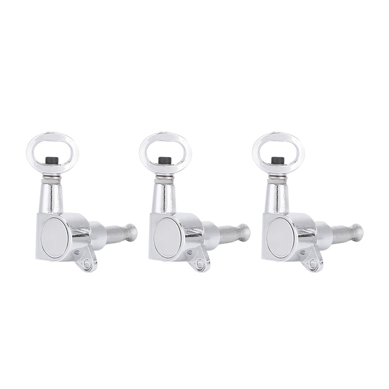 Hollow Handle Tuning Pegs Locking Machine Heads for Acoustic Electric Guitar (Silver