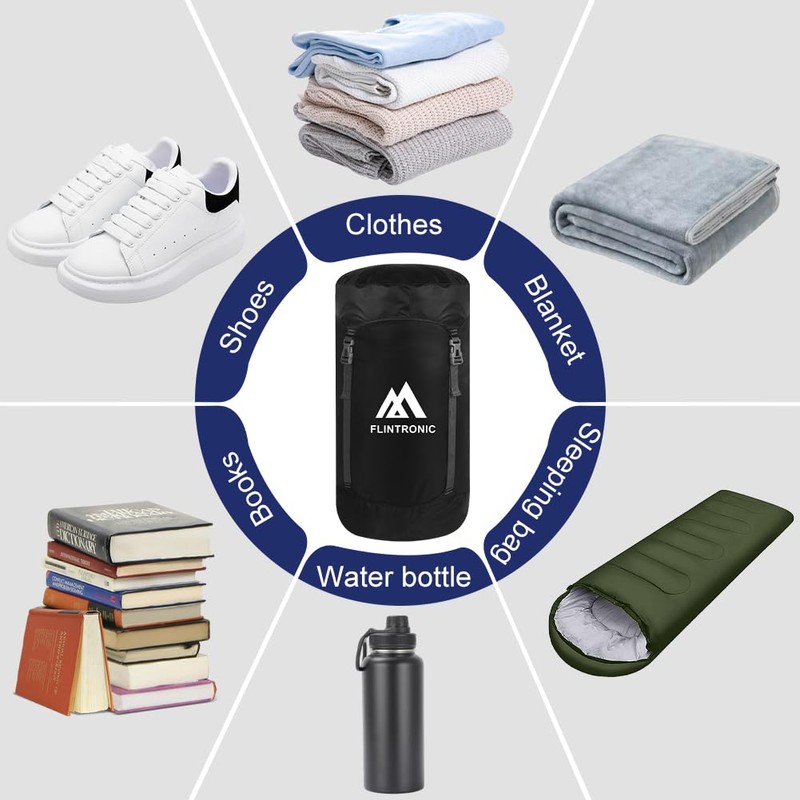 Flintronic Compression Stuff Sack, 25L, Lightweight Water Resistant Compact Stuff