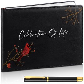 Yingzhao Memorial Funeral Guest Book with Pen 144 Pages Cardinal Funeral Guest Sign in Book for Memorial Service Celebration of Life Party Supplies in Loving Memory(Celebration of Life)