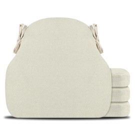 PRONOUS 4 Pack Beige Winsor Chair Cushions with Ties, Dining Kitchen Chair Seat Pads Non Slip Removable Washable Cover 17"x16"