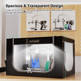 3D Printer Enclosure with Ventilation for Bambu Lab A1/A1 Mini Combo with AMS Lite,Fireproof Dustproof Tent with LED Light,Constant Temperature Protective Cover-32.5 * 23.03 * 23.03inch