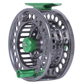 Kylebooker Fly Fishing Reel Large Arbor CNC-machined Aluminum Alloy Body Fly Reel（Silver with Green,3/4wt）
