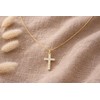 14K Gold Cross Necklace for Women Small Diamond Pendant Charm