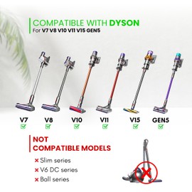 Flexible Crevice Tool for Dyson V7 V8 V10 V11 V15 Gen5 Cordless Vacuums - Vacuum Accessories & Attachments for Dryer Vent, Car Detailing and Corners Cleaning - Dryer Vent Cleaner Kit
