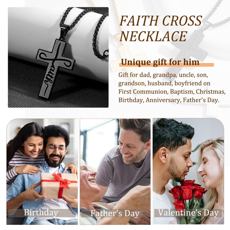 Gnamy Faith Cross Necklace for Men Male Him Teen Teenage