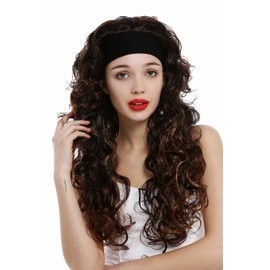 WIG ME UP - VK-27 Women's Wig on Headband Long Curly Curly Voluminous Black Mahogany Brown Highlighted Blonde Highlights
