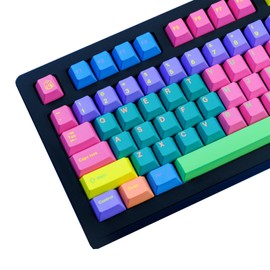 TIMSEKER 129-Key PBT Cherry Profile Keycaps Ergonomic Rainbow Mechanical Keyboard Caps with Dye Sublimation & MX Switch Compatibility