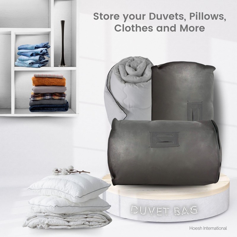Hoesh UK Grey Single Duvet Storage Bag - Breathable Cotton