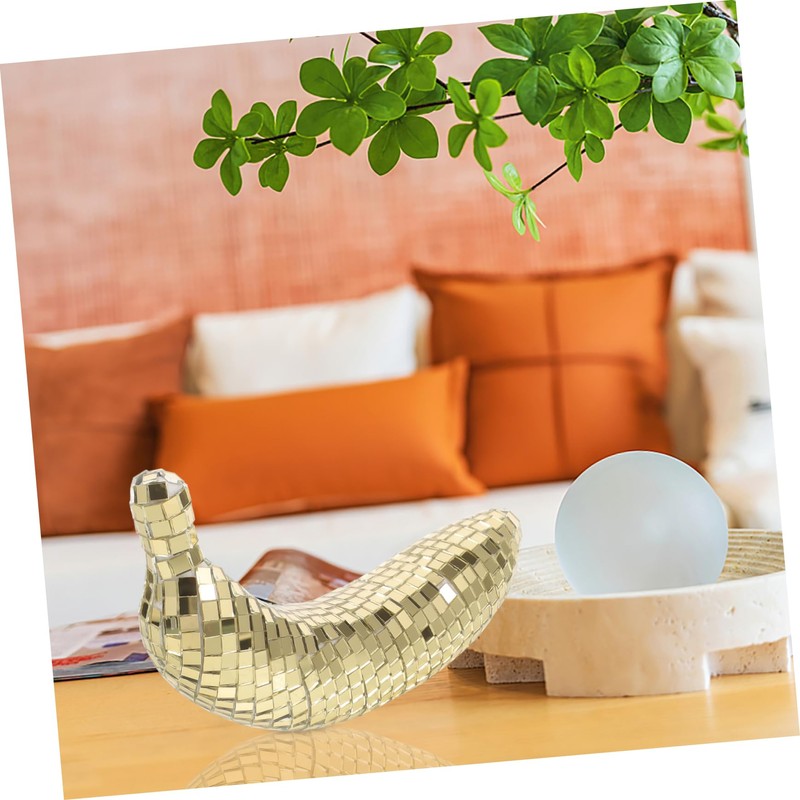 VICASKY Reflective Disco Banana Ornament Retro Decorative Fruit Figurine for